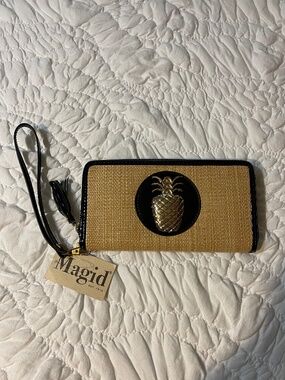 Magid Straw Pineapple Wristlet Wallet